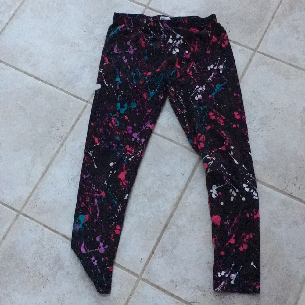 Black leggings with paint splattered design size L